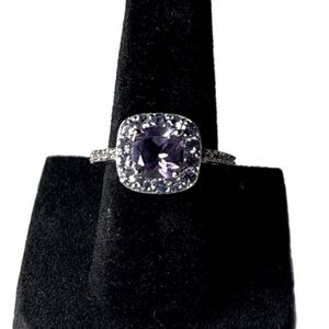 Cushion-Cut Amethyst and
Tanzanite Halo